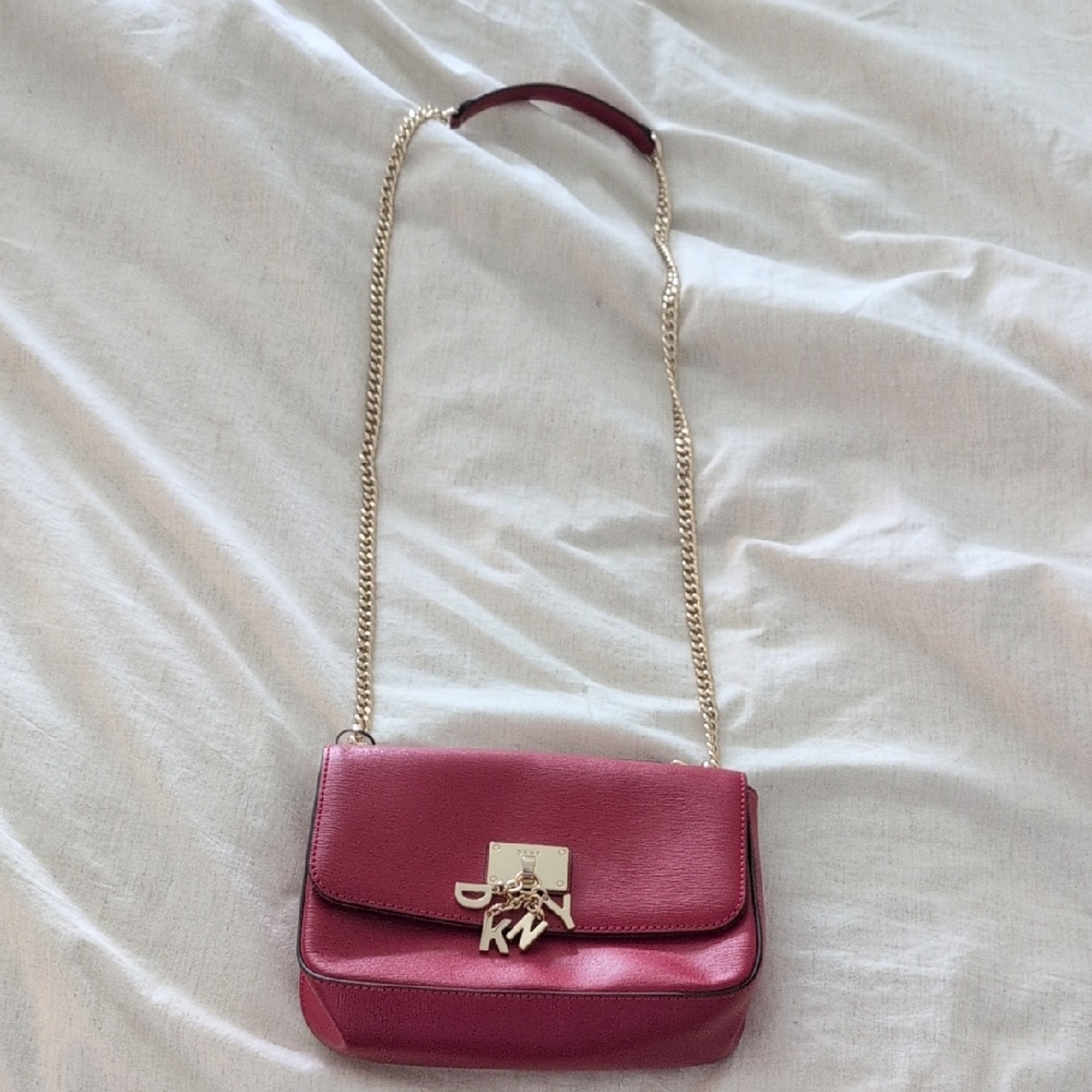 DKNY Fuchsia Crossbody Bag with Gold Chain